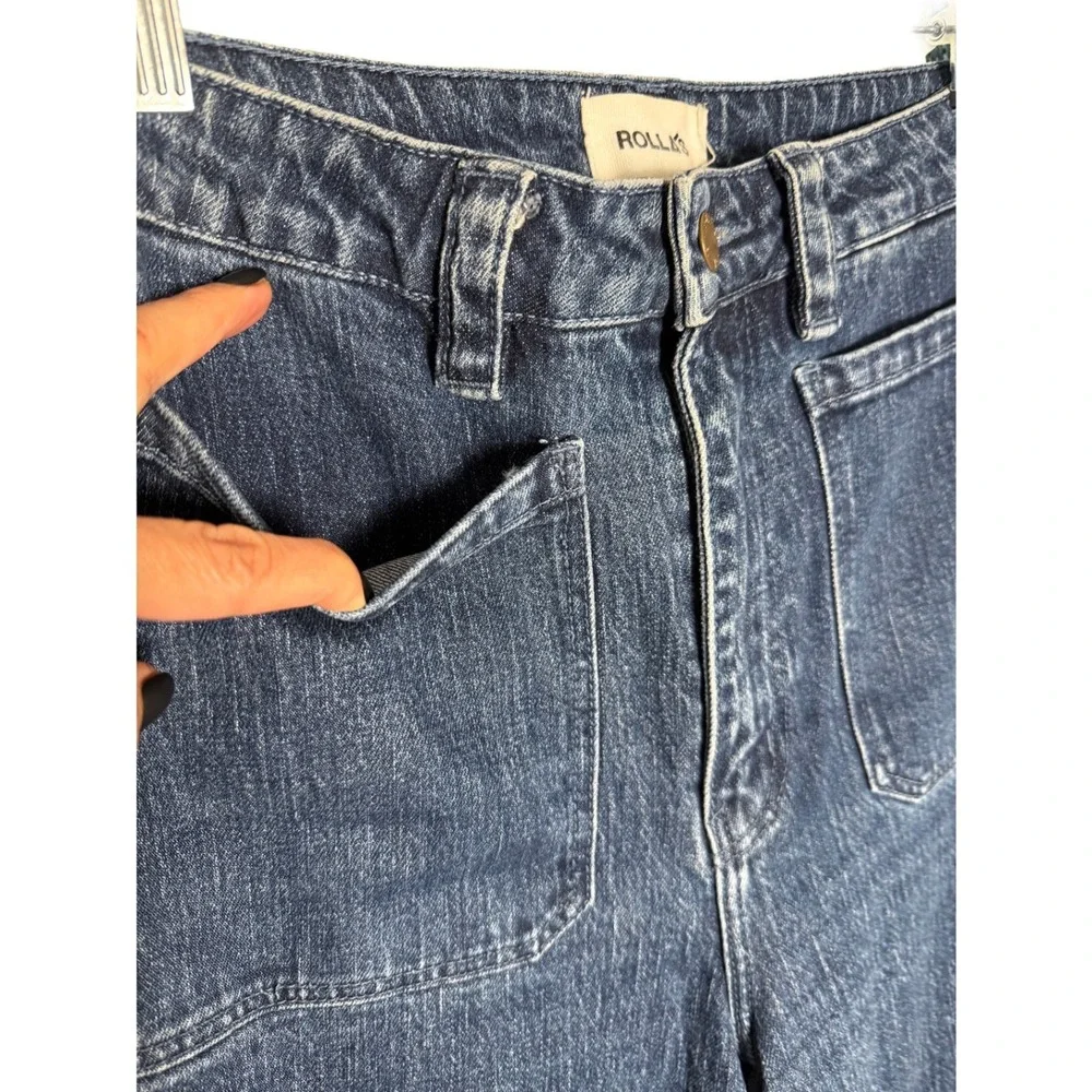 Rolla's Womens Sailor Comfort Ink High Rise Wide Leg Jeans Front Patch Pockets26